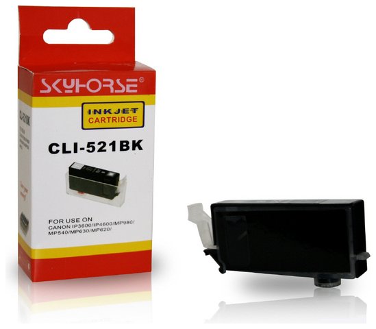 Tusz zamiennik DJ521BC do Canon ip3600 ip4600 ip4700 mp540 mp550 mp560 mp620 mp630 mp980 mp640 mp990 mx860, pasuje zamiast Canon CLI521BK Black, 312 stron