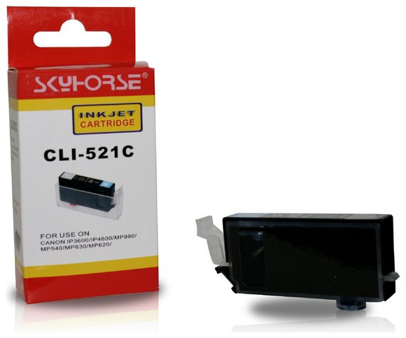 Tusz zamiennik DJ521CC do Canon ip3600 ip4600 ip4700 mp540 mp550 mp560 mp620 mp630 mp980 mp640 mp990 mx860, pasuje zamiast Canon CLI521C Cyan, 312 stron