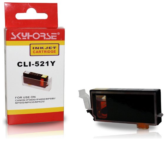 Tusz zamiennik DJ521YC do Canon ip3600 ip4600 ip4700 mp540 mp550 mp560 mp620 mp630 mp980 mp640 mp990 mx860, pasuje zamiast Canon CLI521Y Yellow, 312 stron