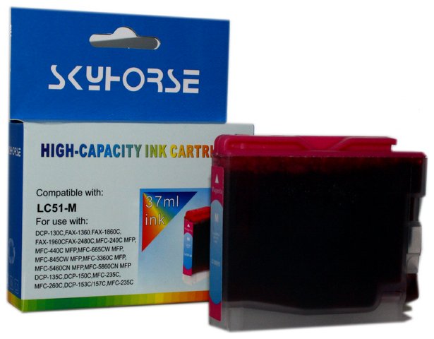 Tusz zamiennik DJ970MB do Brother DCP130C DCP135C DCP150C DCP155C DCP330C DCP350C DCP357C DCP540CN DCP560CN DCP750CW DCP770CW FAX1360 FAX1460 FAX1560 FAX2480C MFC235C MFC240C MFC260 MFC440CN MFC465CN MFC660CN MFC665CW MFC845CW MFC3360C MFC5460CN MFC5860CN, pasuje zamiast Brother LC970M LC1000M Magenta, 35 ml