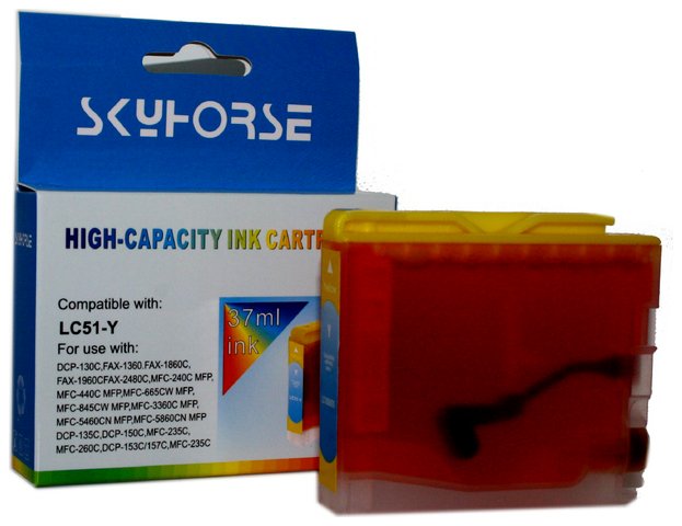 Tusz zamiennik DJ970YB do Brother DCP130C DCP135C DCP150C DCP155C DCP330C DCP350C DCP357C DCP540CN DCP560CN DCP750CW DCP770CW FAX1360 FAX1460 FAX1560 FAX2480C MFC235C MFC240C MFC260 MFC440CN MFC465CN MFC660CN MFC665CW MFC845CW MFC3360C MFC5460CN MFC5860CN, pasuje zamiast Brother LC970Y LC1000Y Yellow, 35 ml
