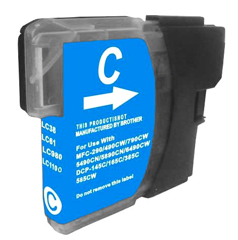 Tusz zamiennik DJ985CB do Brother DCPJ125 DCPJ315W DCPJ515W MFCJ220 MFCJ265W MFCJ410 MFCJ415W, pasuje zamiast Brother LC985C Cyan, 25 ml