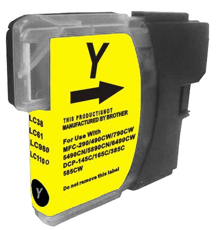 Tusz zamiennik DJ985YB do Brother DCPJ125 DCPJ315W DCPJ515W MFCJ220 MFCJ265W MFCJ410 MFCJ415W, pasuje zamiast Brother LC985Y Yellow, 25 ml