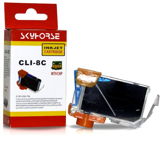 Tusz zamiennik DJC8CC do Canon ip3300 ip3500 ip4200 ip4300 ip4500 ip5200 ip5300 ip6600 ip6700 mp500 mp510 mp520 mp530 mp600 mp610 mp800 mp810 mp830 mp970 ix4000 ix5000 mx700 mx850 pro9000, pasuje zamiast Canon CLI8C Cyan, 14 ml