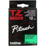 Ta�ma Brother zielona z czarnym nadrukiem TZ731; 12 mm