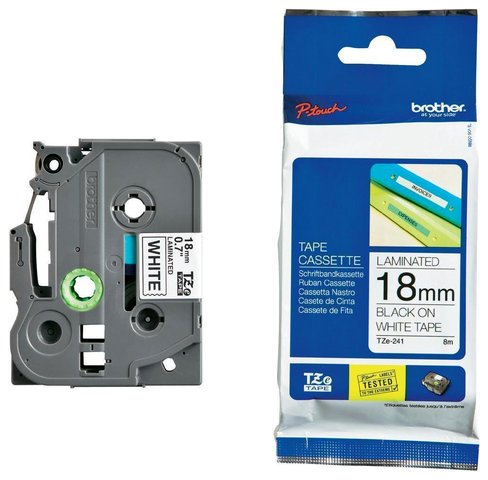 Ta�ma Brother bia�a z czarnym nadrukiem TZE241= TZ241 18 mm