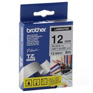 Ta�ma Brother TZ-M931 12mm matowa ta�ma metaliczna, czarny nadruk/srebrne t�o