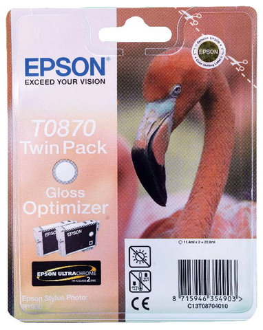 Oryginał Zestaw tuszów Epson T0870 do Stylus Photo R1900 | 2 x 11,4ml | czarny black