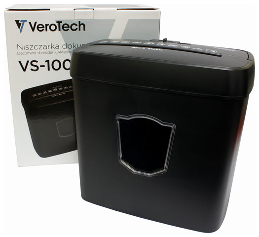 Niszczarka dokumentów Verotech VS-1005CC, 200W, DIN P-4, niszczy zszywki, karty kredytowe, zgodna z RODO