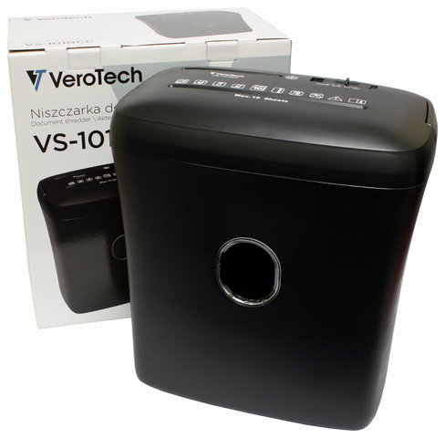 Niszczarka dokumentów Verotech VS-1010CC, 350W, DIN P-4, niszczy zszywki, karty kredytowe,...
