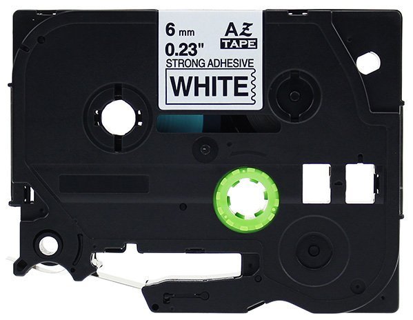 Taśma zamiennik do Brother 6mm/8m biała specjalna czarny nadruk  TZES211