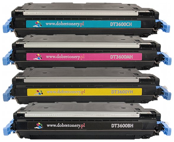Komplet tonerów zamienników DT3600KPLH do HP Color LaserJet 3600 3600dn 3600n, pasuje zamiast HP Q6470A Q6471A Q6473A Q6472A 501A 502A CMYK, 6000/4000 stron
