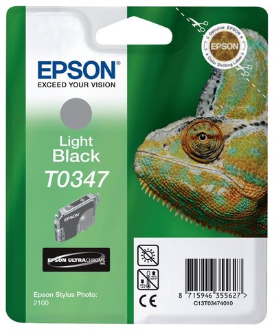 Wyprzedaż Oryginał Tusz Epson T0347 do Epson Stylus Photo 2100 | 17 ml |  light czarny black, pudełko zastępcze, oryginalny airbag/folia