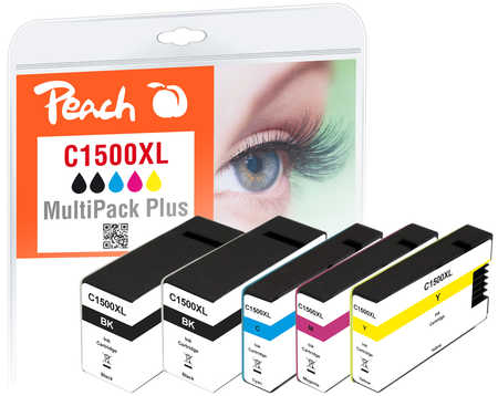 Peach Combi Pack Plus z chipem, kompatybilny z PGI-1500 XL