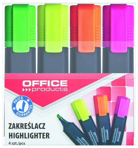 Zakreślacz fluorescencyjny, 1-5mm (linia), 4szt., mix kolorów