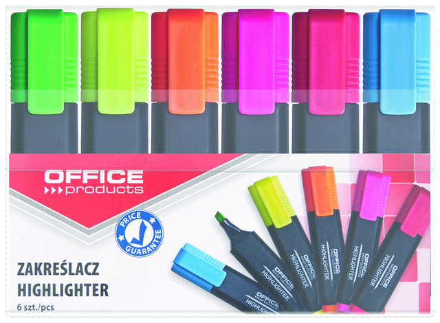 Zakreślacz fluorescencyjny, 1-5mm (linia), 6szt., mix kolorów