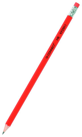 Ołówek drewniany z gumką HB, lakierowany, czerwony